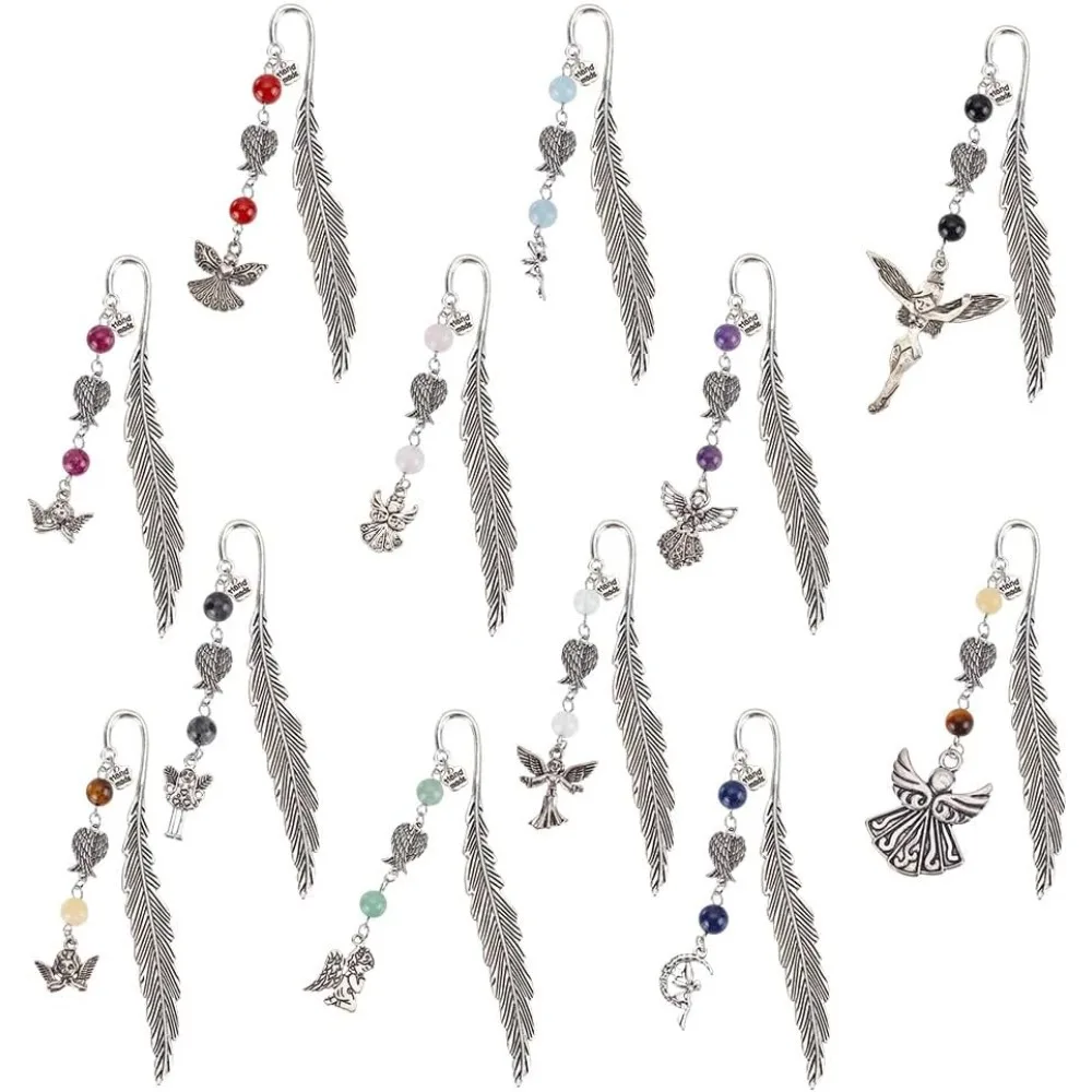 

12pcs Feather Metal Bookmarks Bookmarks Vintage Beading Bookmarks Alloy Angel Book Markers for Office