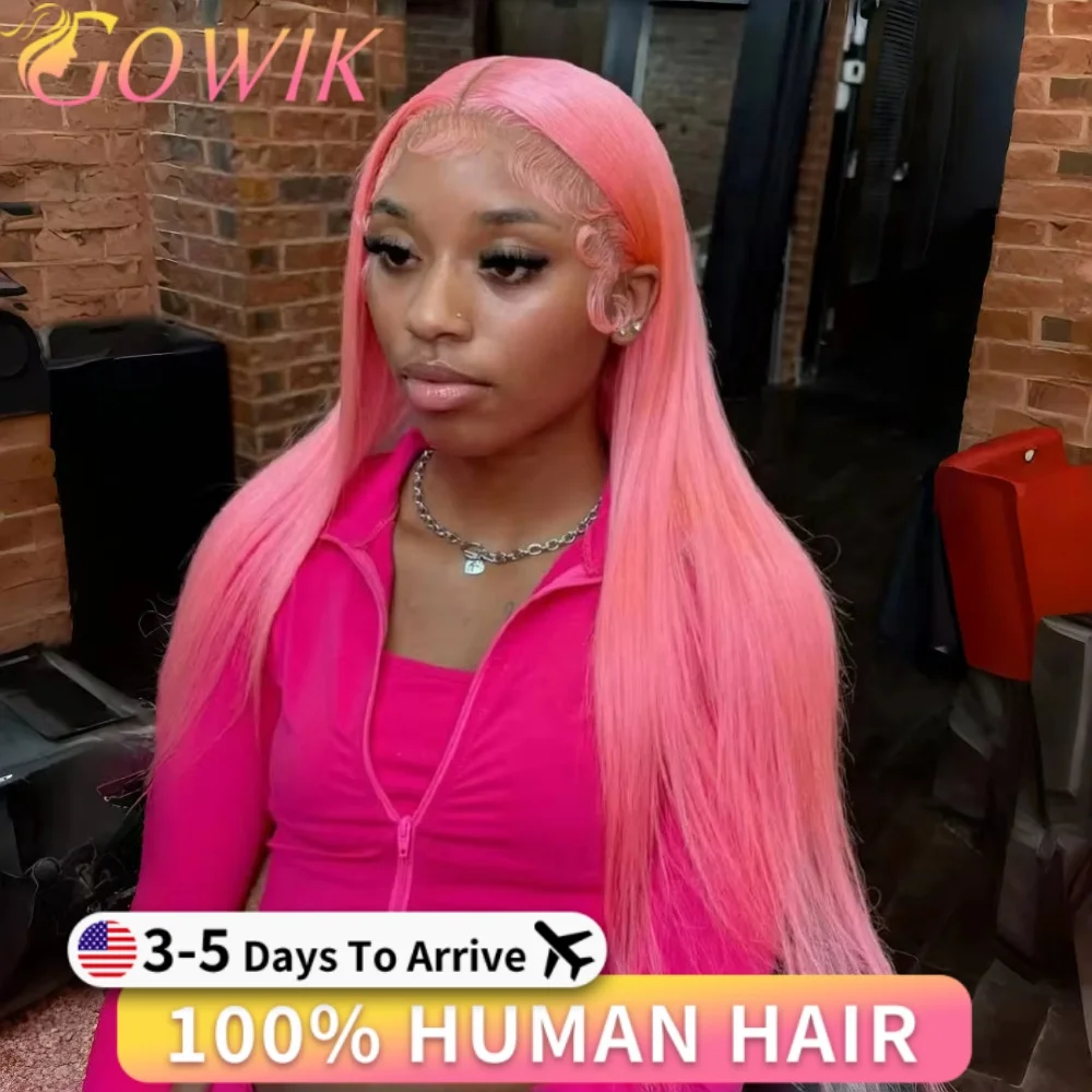 Pelucas delanteras de encaje rosa HD 13x6 liso de hueso 100% cabello humano Real para mujeres peluca Frontal de encaje brasileño 13x4 prearrancada para mujeres