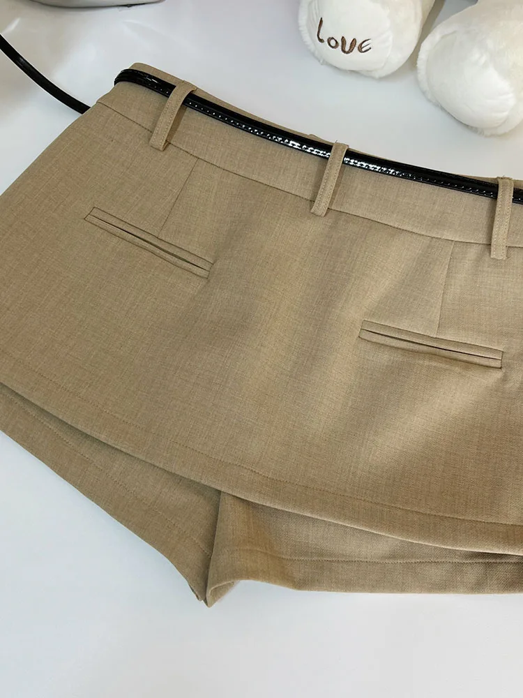 High Quality A-Line Skirt Sashes Office Lady Vintage Classical Coquette Party Khaki Mini Skirt Spring Summer Japanese Fashion