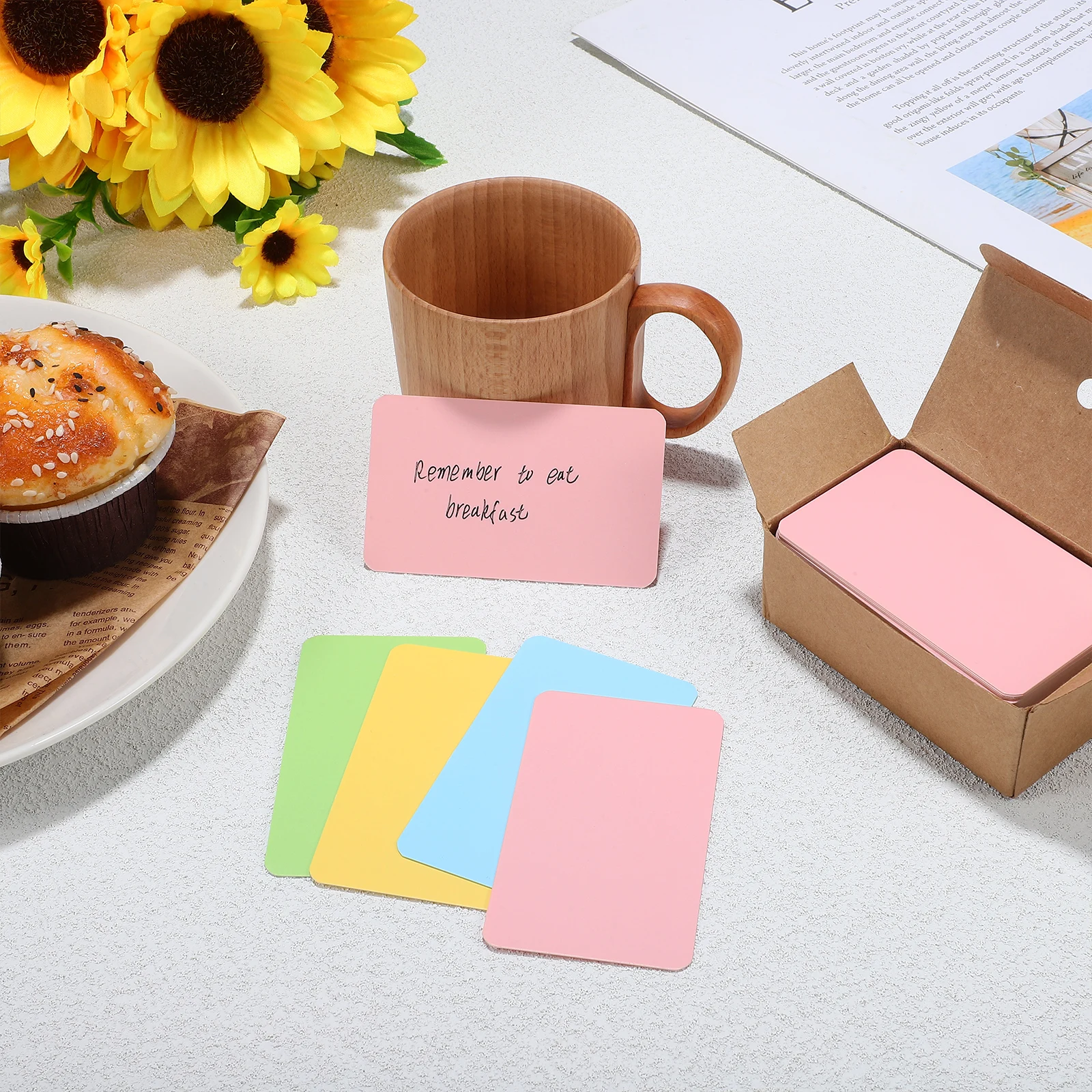 

4 Boxes Multicolor Blank Kraft Paper Cards Rounded Corners for Handwriting Cutsomizable Business Message Study Flash Cards Craft