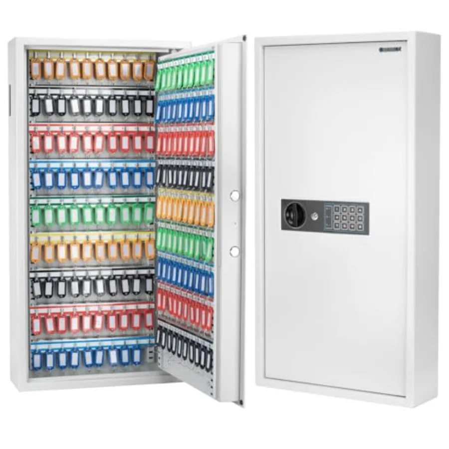 

Цифровой электронный сейф-шкаф для ключей с настенным креплением, регулируемыми полками и отсеком для хранения ключей