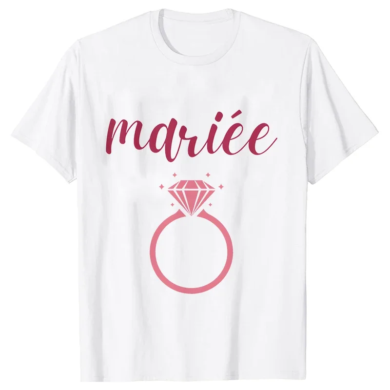 French Girls EVJF T-shirts Mariee D'equipe Bachelorette Hen Do Party Shirts Bridal Wedding Tops Team Bride Single Farewell Tees