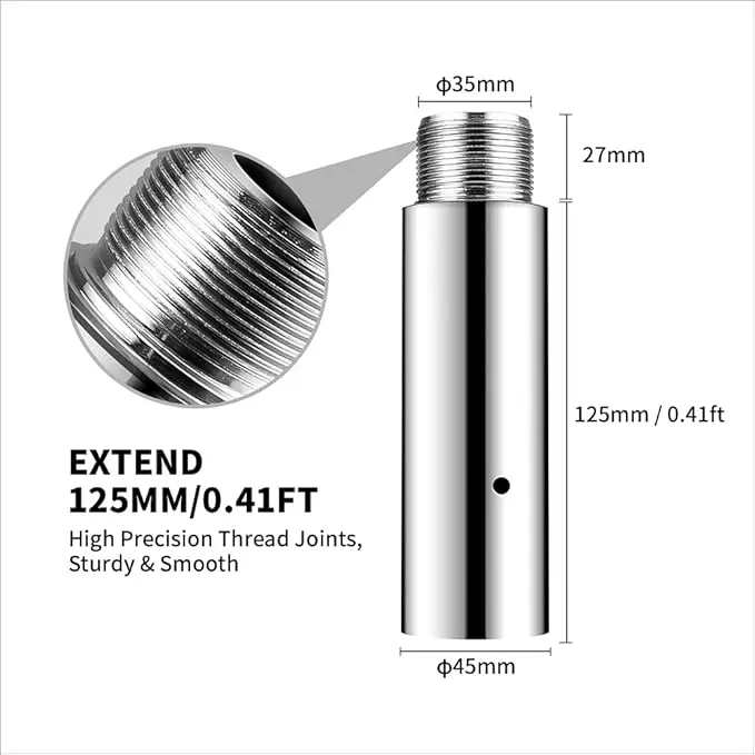 125/250/500mm Dancing Pole 45mm Extension Pole for Pole Dancing Easy to Install Smooth Connection Chrome Extension Only