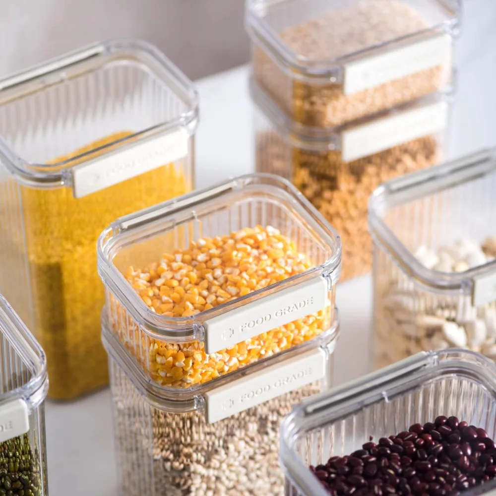 Plastic Kitchen Sealed Jar Kitchen Storage Stackable Multigrain Tank Bottle Large Capacity Transparent Tea Storage Containers