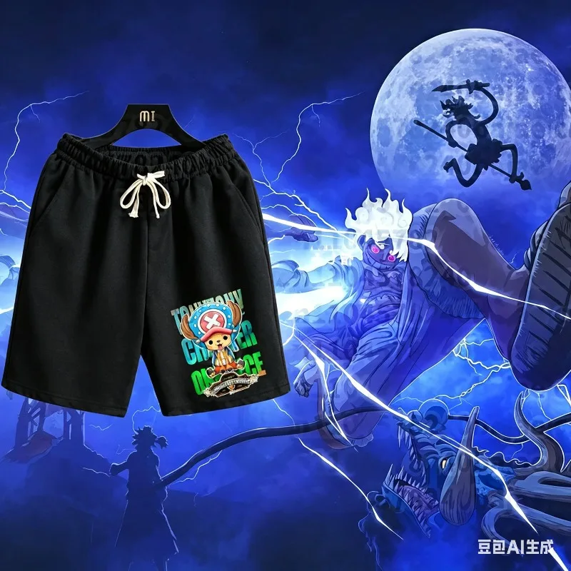 Adult and Child Luffy One-piece Surfing Shorts, Summer Anime Quick-drying Breathable Printed Sports and Fitness Shorts