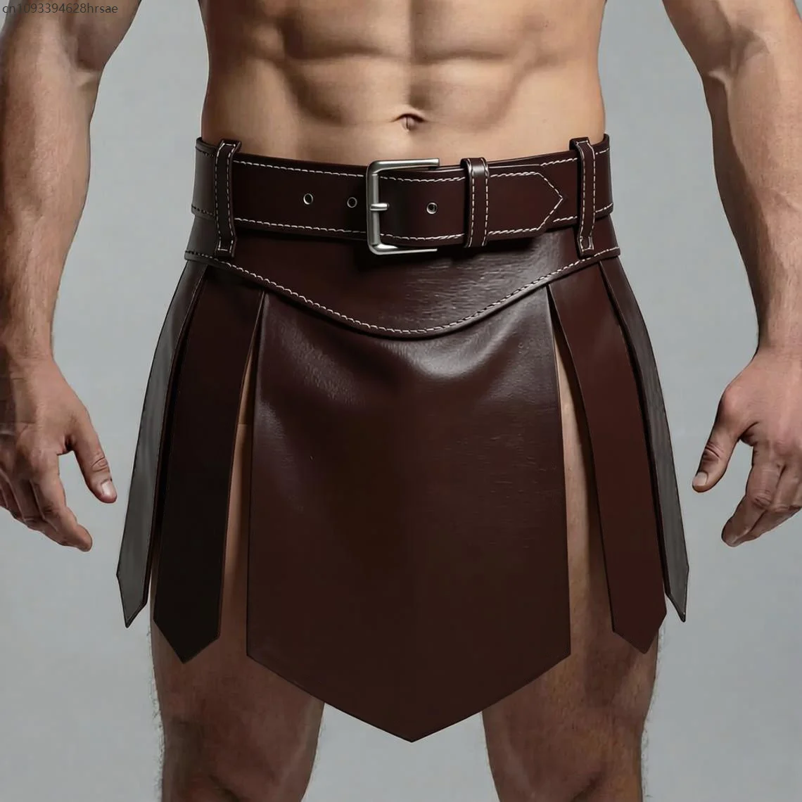 Medieval Soldier Leather Waist Skirt Vintage Men Warrior Faux Leather Apron Skirt Hoilday Festival Party Cosplay Costume Props 4
