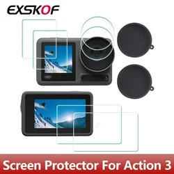 Screen Protector 9H Hardness Glass Anti-Scrach Silicone Lens Cap Cover for DJI OSMO Action 4 3 Action Camera Accessories