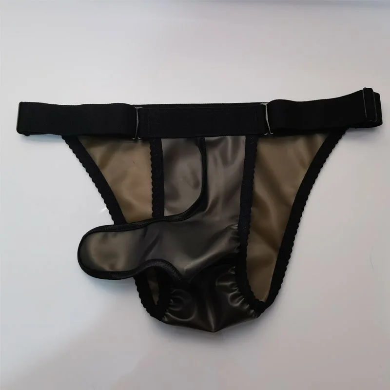 Men's Soft Latex Plastic Fitted T-Briefs DJ Club Bar Fetish Live Show Panties Dance Private Party FKK Costumes Panty BF Underwea