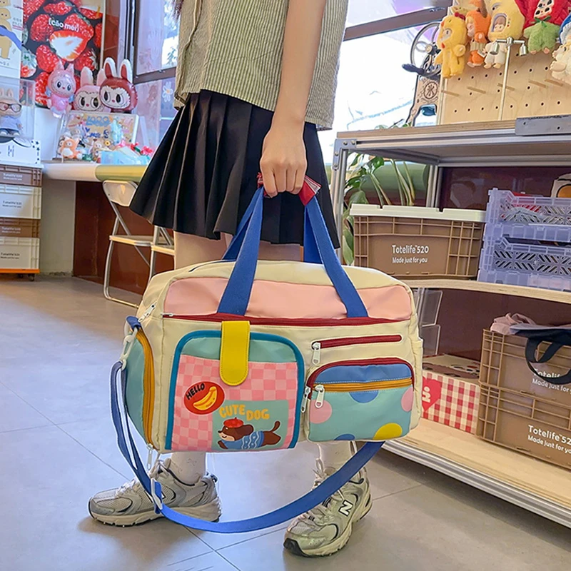 Oxford Women'S Bag Gym Sports Fitness Hippie Travel Tote cute Luggage Large Capacity patchwork shoulder Handbag boarding bag