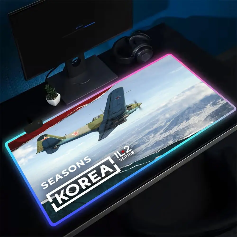 Korea. IL-2 Series Mouse Pad Anime Gaming Mouse Pad LED Table Pads Backlit Rubber Desktop XXL RGB Desk Mats