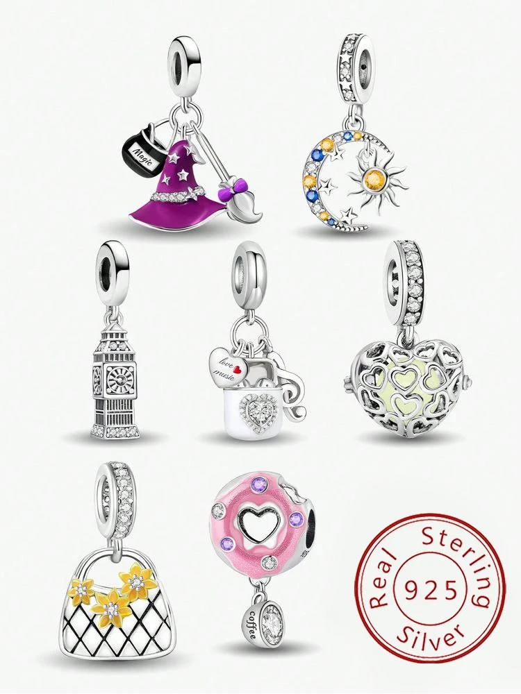 925 Sterling Silber Süße Donut-Zauberhut-Taschenanhänger Perlen DIY Armband Halskette Herstellung Geschenk aus hochwertigem Feinschmuck
