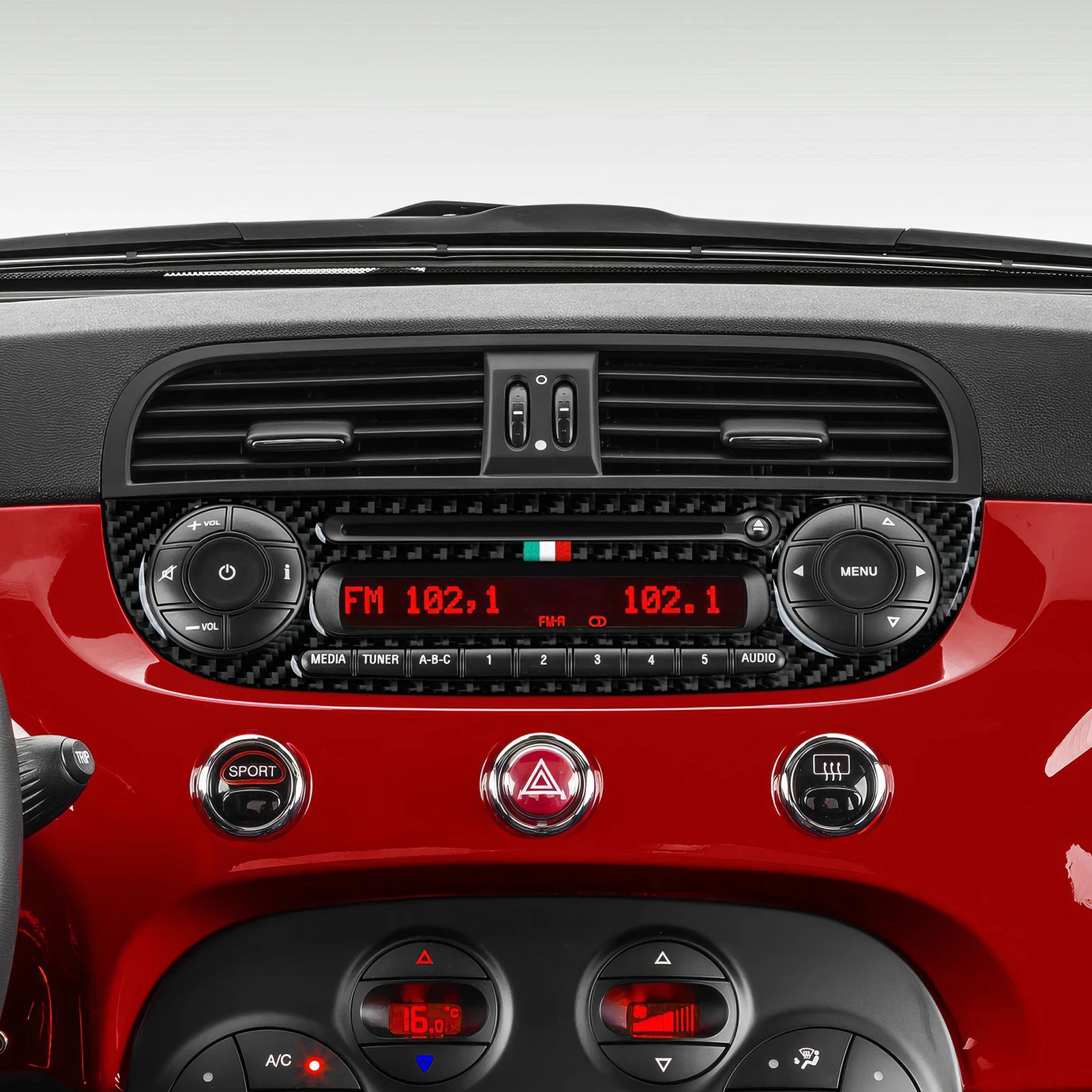For Fiat Abarth 500 500C 500e 595 595C 695 695C Car Center Console Radio With CD Player Panel Carbon Fiber Interior Stickers view 2