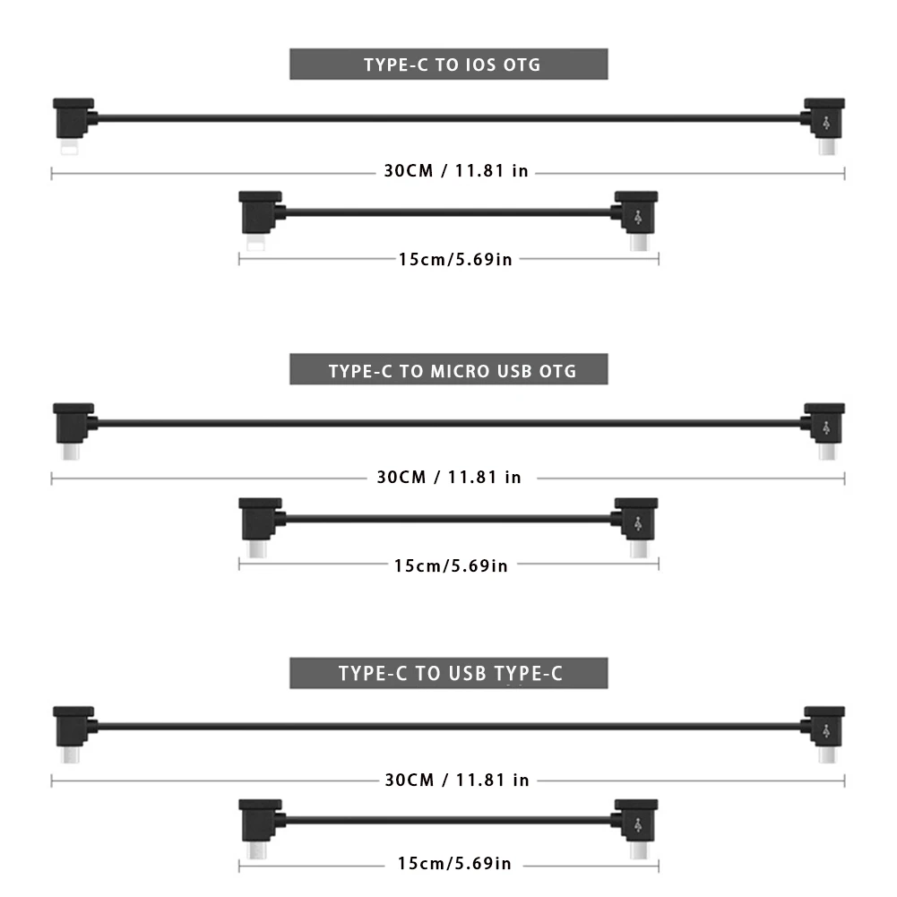 Cabo de dados OTG para DJI, IOS, Tipo-C, Adaptador Micro-USB, Fio Conector para DJI MAVIC 3, Air 3, MINI 4 PRO, Tablet, Acessório de telefone