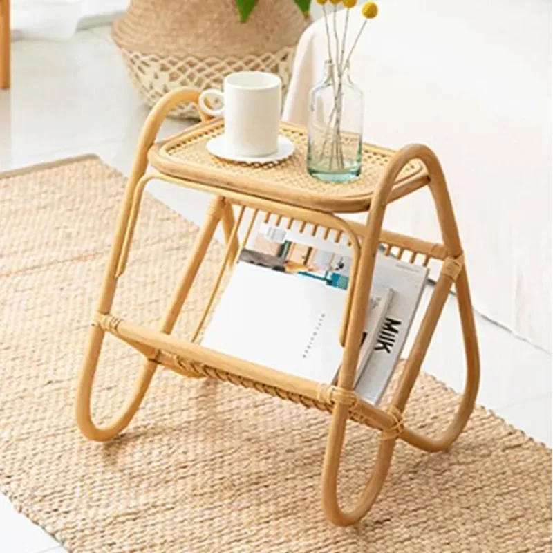 Rattan Small Square Table Solid Wood Coffee Table Ash Wood Minimalist Table Japanese Side 2024 New Coffee Muebles