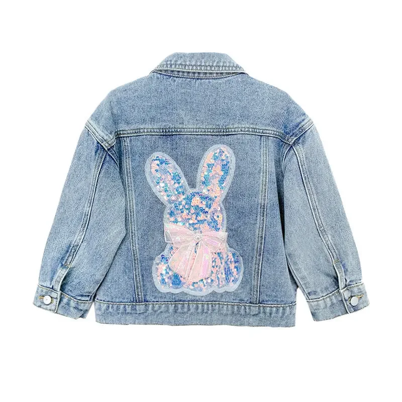 

Fashion Sequins Patchwork Lovely Baby Girls Denim Jackets Spring Child Coat Autumn Children Outerwear Kids Outfits 1-13 Years