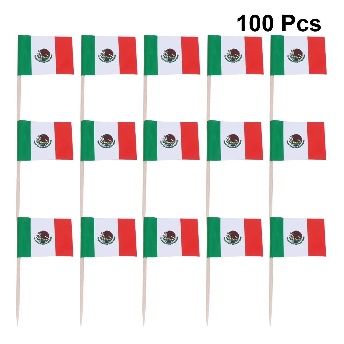 100pcs Mini Mexican Toothpick Flags Cake Topper National Flag Cake Fruit Pick Cupcake Insert Barbecue Toothpick Flag Hand