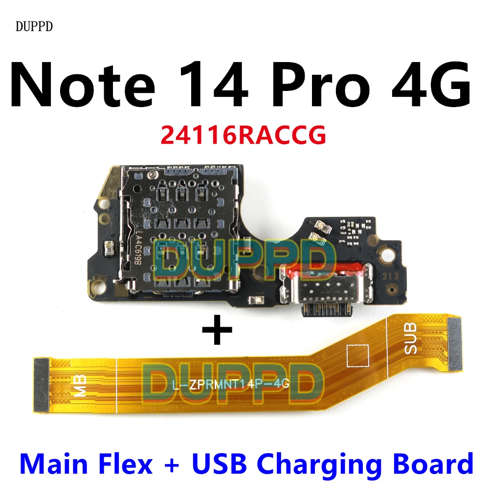 For Xiaomi Redmi Note 14 Pro 4G 14Pro Dock Connector USB Charger Charging Port Mainboard Main Mother Board Flex Cable 45W