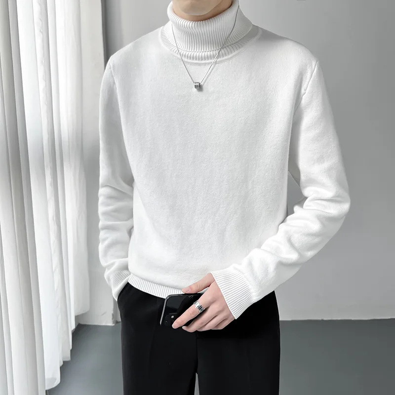 Man Turtleneck Sweater Solid Turtleneck Men\'s Winter Sweater Black High Neck Sweater For Men High Collar Blouse Clothing 2024