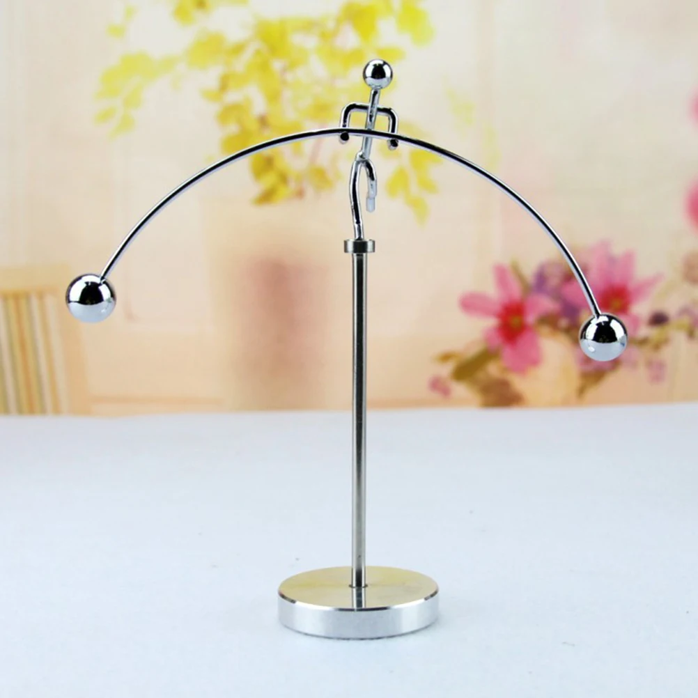 

Creative Metal Base Iron Dynamic Balancing Educational Science Physics Demonstration Decoration Decompression Gift(Silvery)