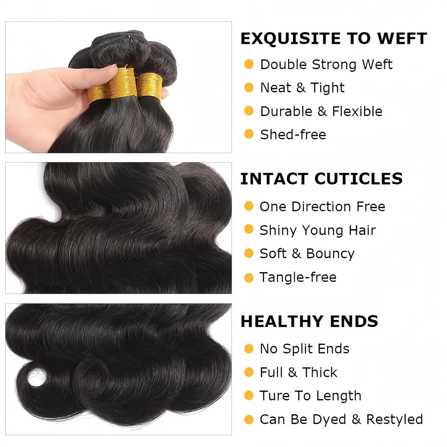 Brazilian Body Wave Cabelo Humano Pacotes, 100% Remy Hair Weave, Natural Preto, 1 Pacotes, 26 em, 28 em, 30 em