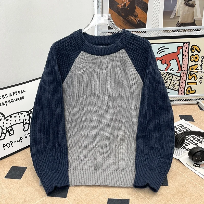 

Trendy Oversized Soft Sweater Youth Winter Overhead Loose Knitted round Ne Color Blo Casual Comfortable Polyester Fiber