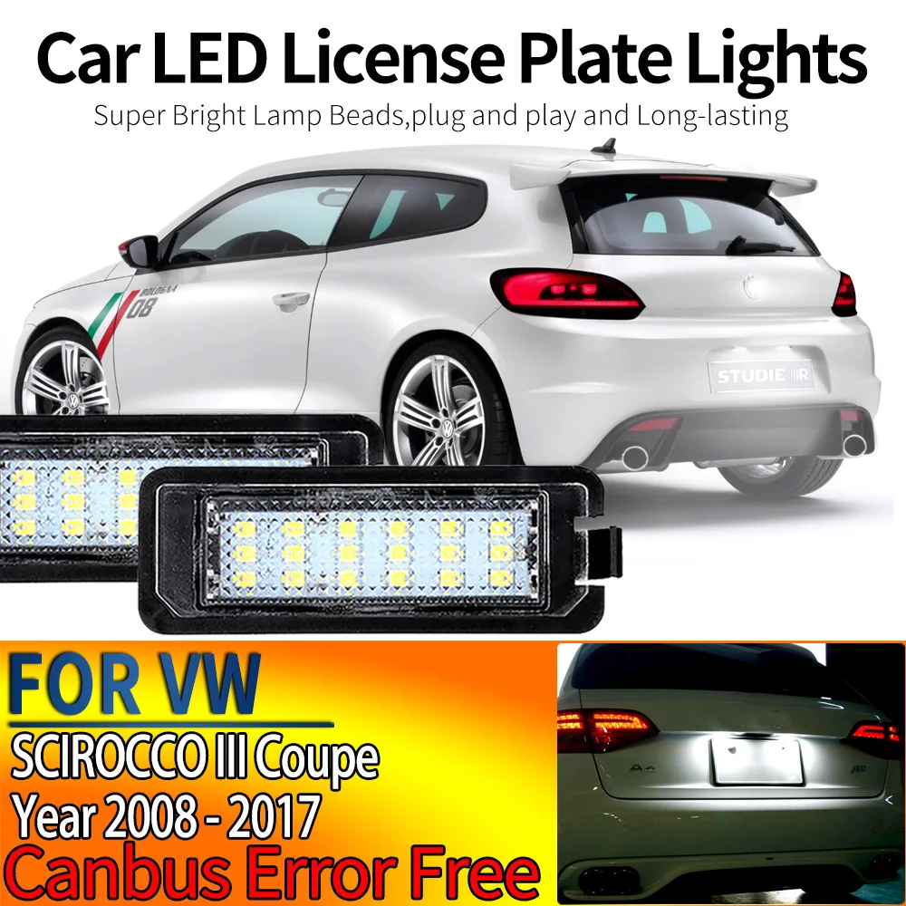 2pcs Car Canbus Error Free LED Number License Plate Lights Assembly for VW, SCIROCCO III Coupe, 137;138 (year 2008-2017) Coupe