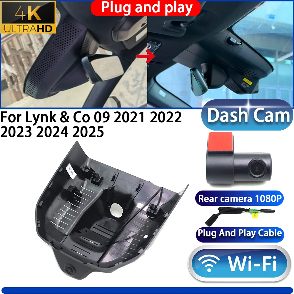 

HighCity For Lynk & Co 09 2021 2022 2023 2024 2025 Dash Cam Camera DVR UHD 2160P Night Vision Wifl Plug And Play Video Recorder