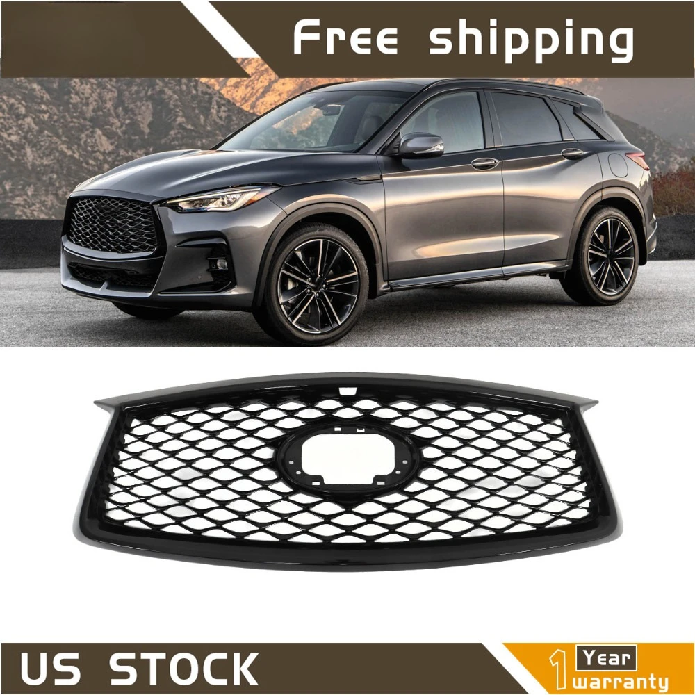 

Front Upper Grille Gloss Black Grill W/Camera Hole For Infiniti QX50 2019-2023