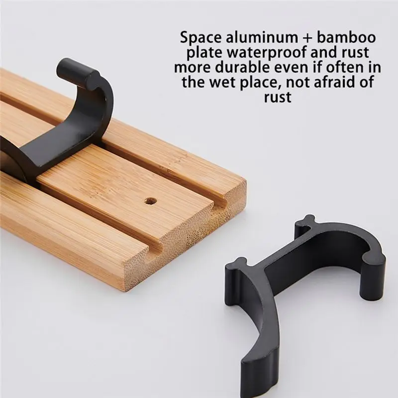 [N84R] Coat Rack Wall Mount Coat Hooks - Wooden Black Coat Rack with 4 Hooks Wall Hooks for Hanging Coat Hat Bag Towel Hanger