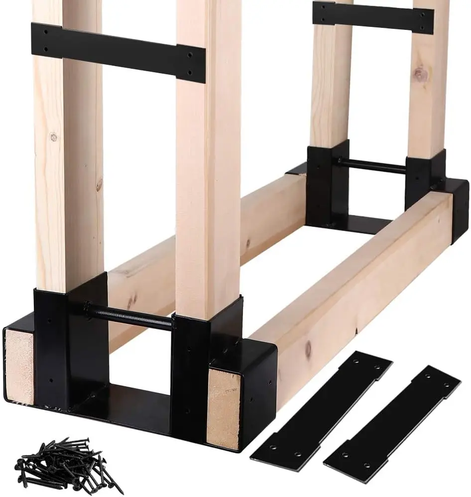 

MOFEEZ Outdoor Firewood Log Storage Rack Bracket Kit,Fireplace Wood Storage Holder-Adjustable to Any Length