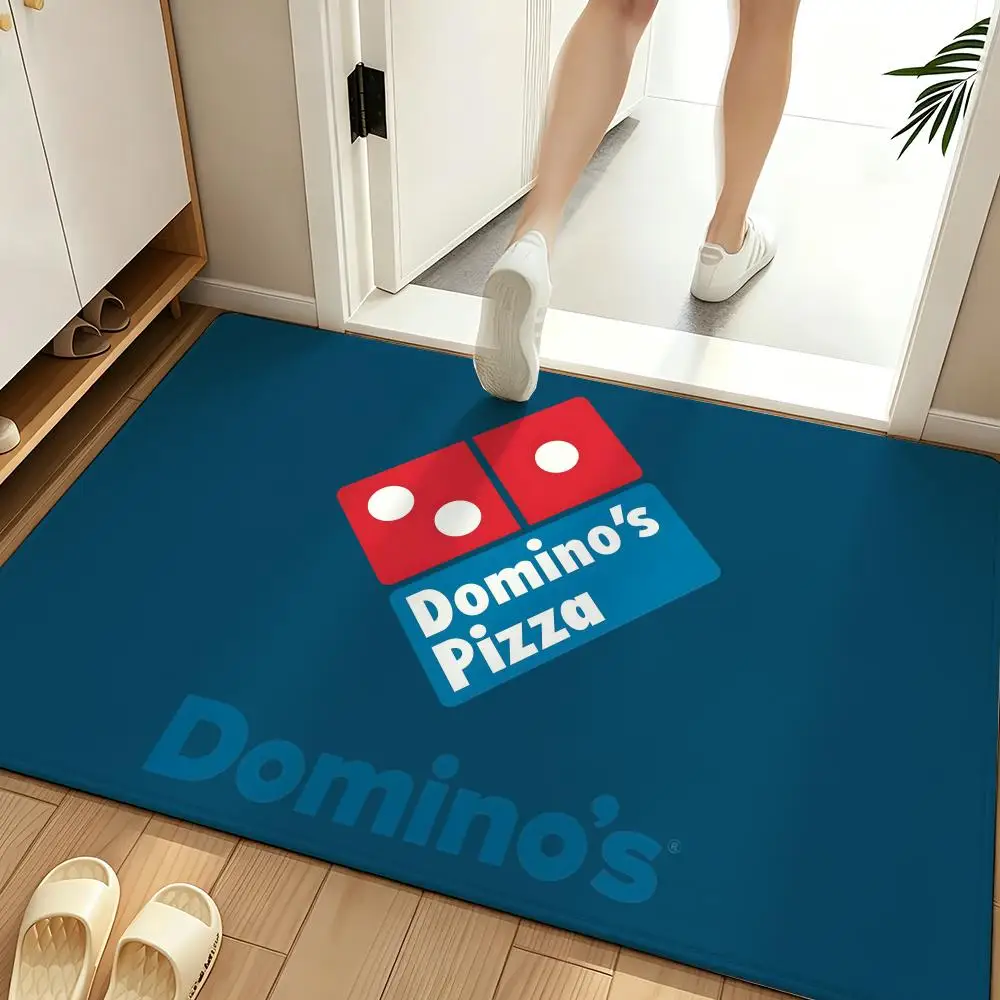 Food D-Domino's Floor Mat Soft Flannel Entrance Door Mat Non Slip Absorbent Bathroom Bedroom Floor Rug