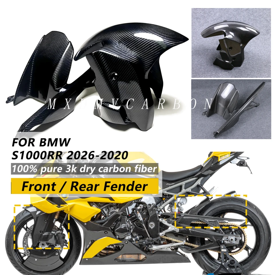 Dry Carbon Fiber Front & Rear Fender for BMW S1000RR 2020-2026