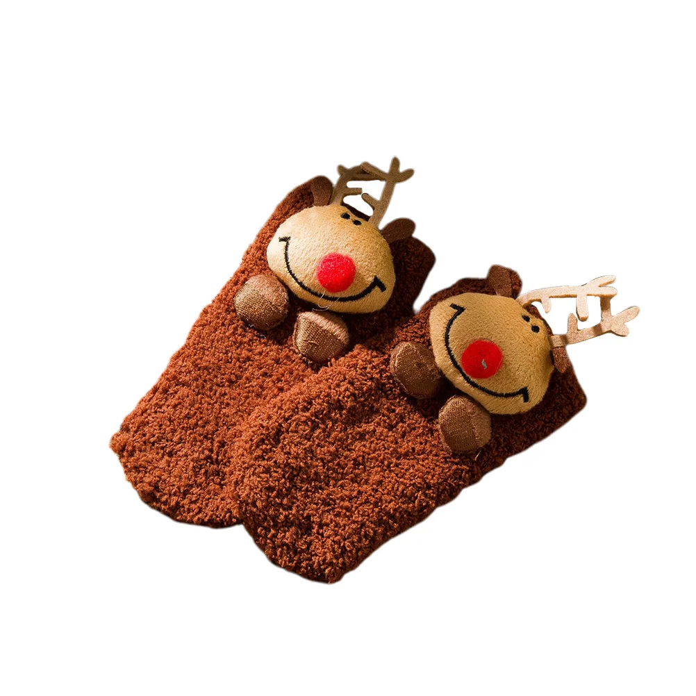 Cartoon Animal Baby Cadeau Sok Comfortabel Antislip Bruin Elanden Kerstfeest Kous Kerstfestival