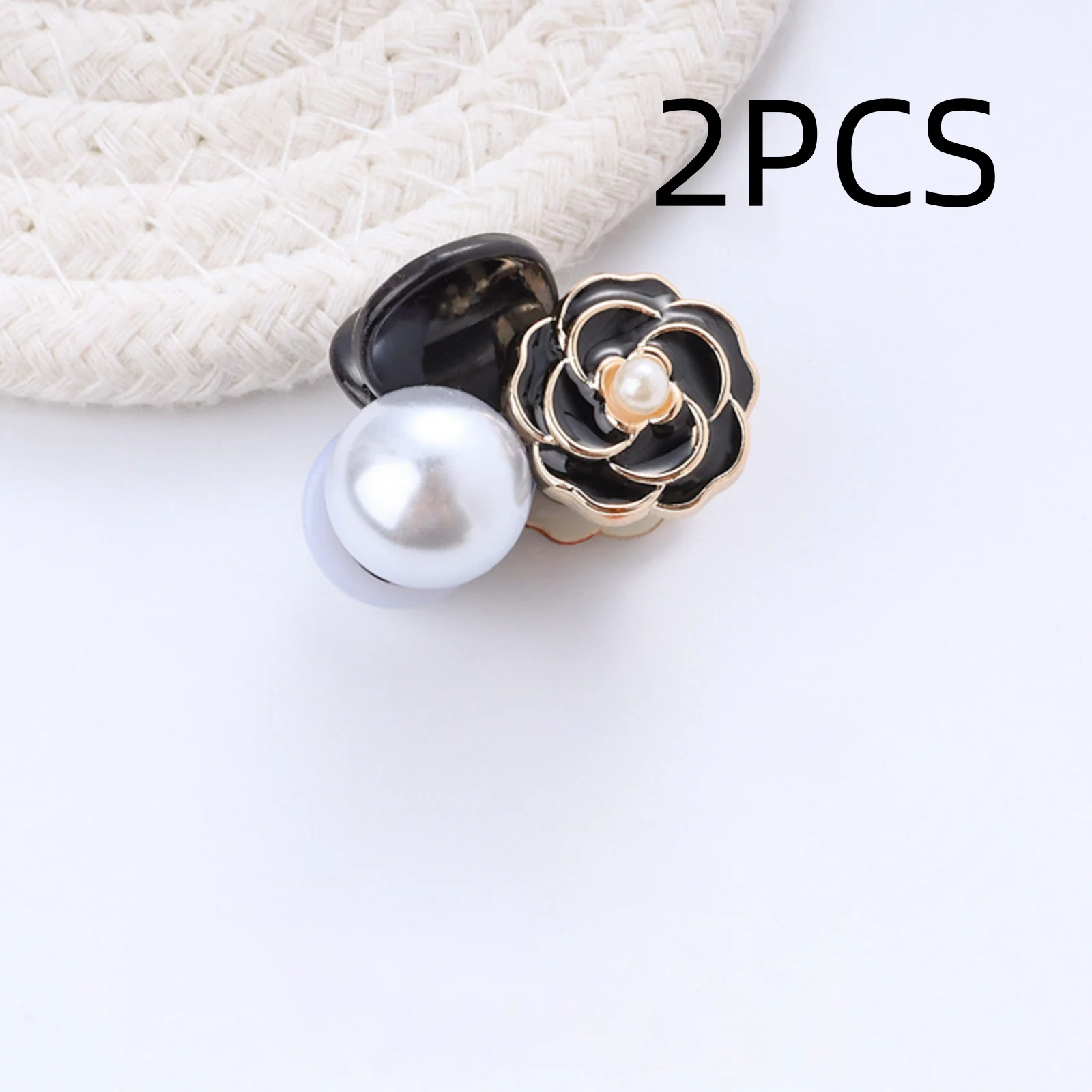 2 Stück Kamelien-Perlen-Haarspangen für Damen, elegantes Haarspangen-Set mit Blumenmuster, modisches Haar-Accessoire für den Alltag und Partys – Detail 2