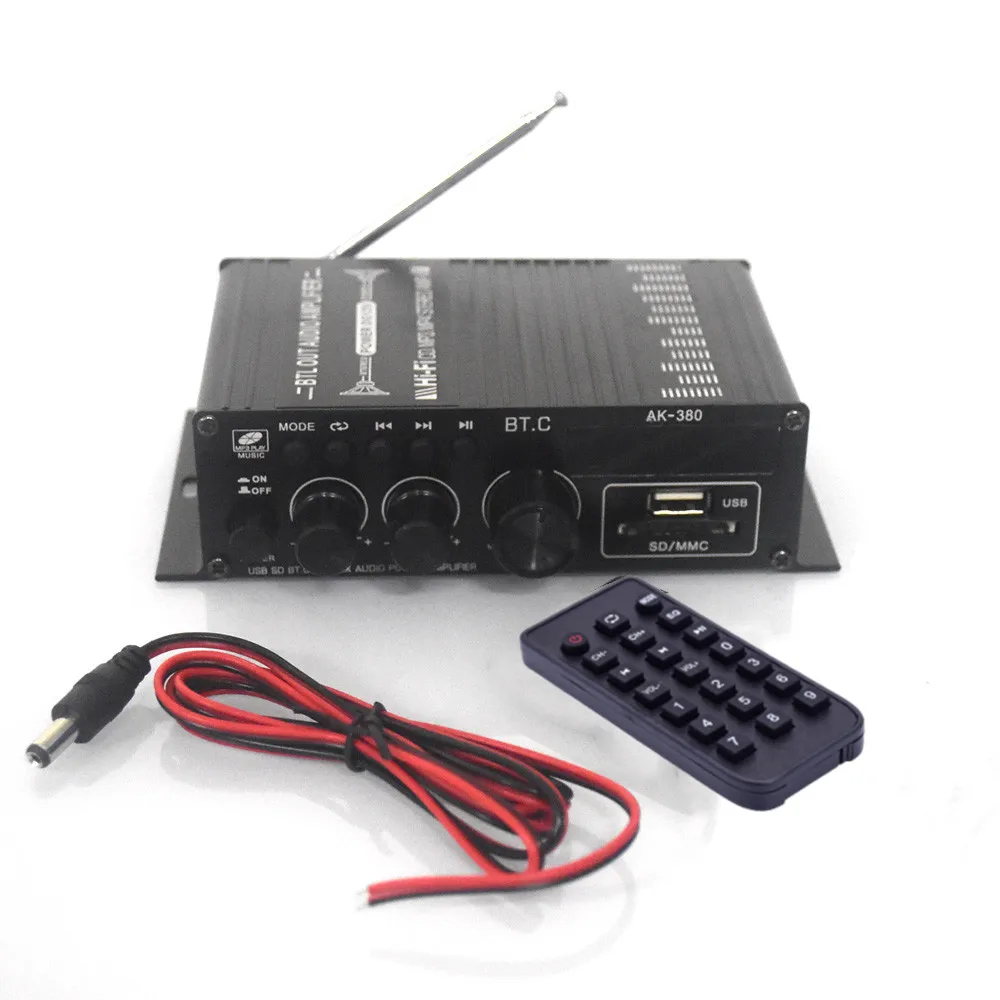 Woopker Sound Amplifier Channel 2.0 HIFI Bluetooth Amp Home Digital Audio 12V3A AK380 AK370 AK280 AK270 AK170 for Car Bass Trebl