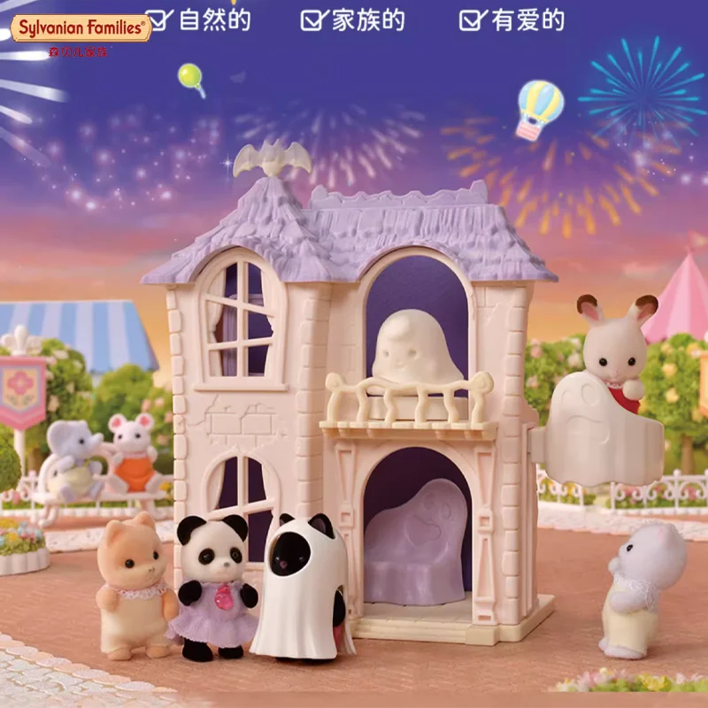 Genuine Sylvanian Families Ghost Castle Set Series Playing House Toys Anime Figurines Room Ornament Toy For Kids Halloween Gifts