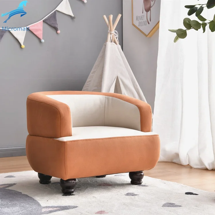 Factory Direct Selling Modern Style Fabric Orange Color Furniture Kids Room 1 seater Children Sofa