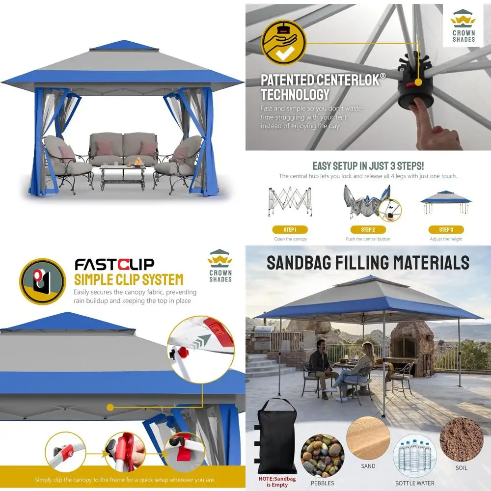 

Pop Up Gazebo 13x13 Outdoor Canopy Tent for Backyard Patio Furniture - Large Clearance Sale on Durable Gazebos