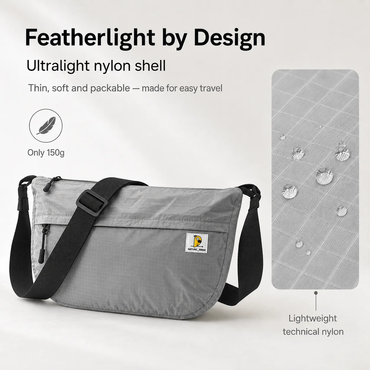 Ultralight Waterproof Crossbody Shoulder Bag Travel Sling Messenger Bag Portable Carry Bag with Storage Pouch for Men Women