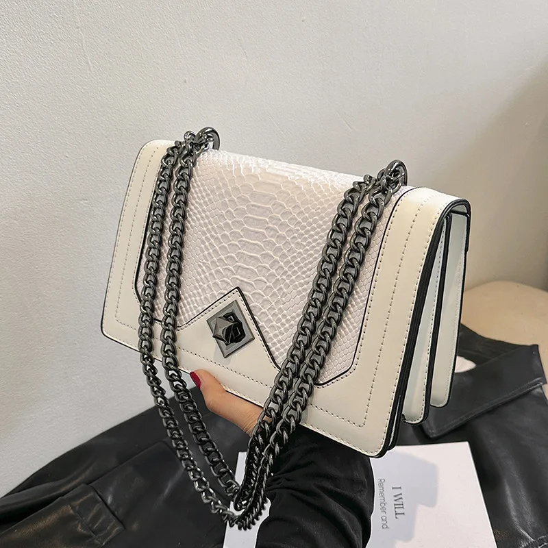 Crossbody Single Shoulder Bag Small Bag Ladies Flip Two Straps Chain Horizontal Knob Square Bag Handbag Zipper Interlayer