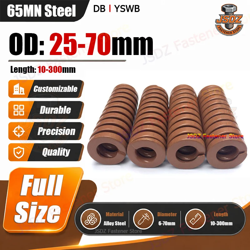 

1pcs OD 25/27/30/35/40/45/50/60/70mm Brown Mold Spring Die Compression Spring Loading Length 10-300mm Flat Wire Spring DB/YSWB