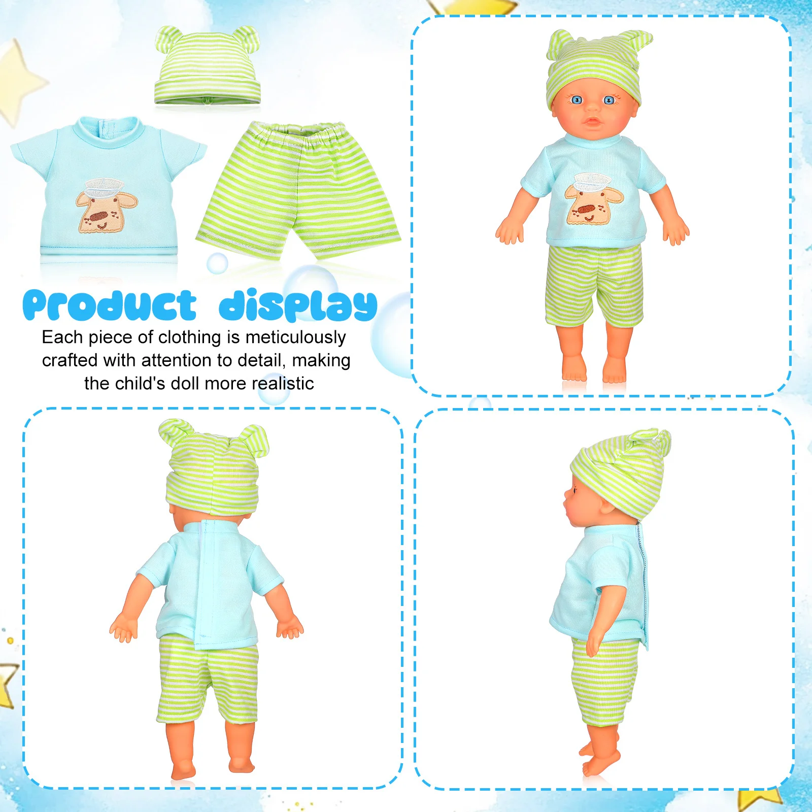 ชุดเสื้อผ้าเด็กอเมริกันขนาด 10 นิ้ว สำหรับชุดนอนเด็กทารก ชุดตุ๊กตา Reborn ทารกแรกเกิด ผ้าฝ้ายเนื้อนุ่ม ชุดตู้เสื้อผ้าสำหรับเล่นบทบาทสมมติ