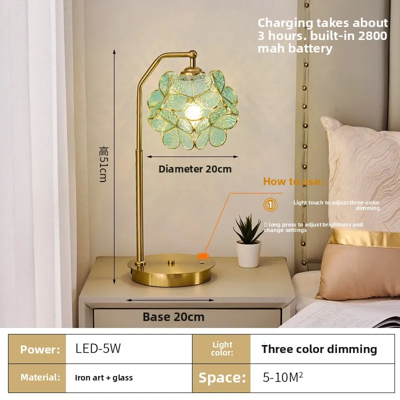 Household Italian light luxury French retro living room bedroom bedside table lamp