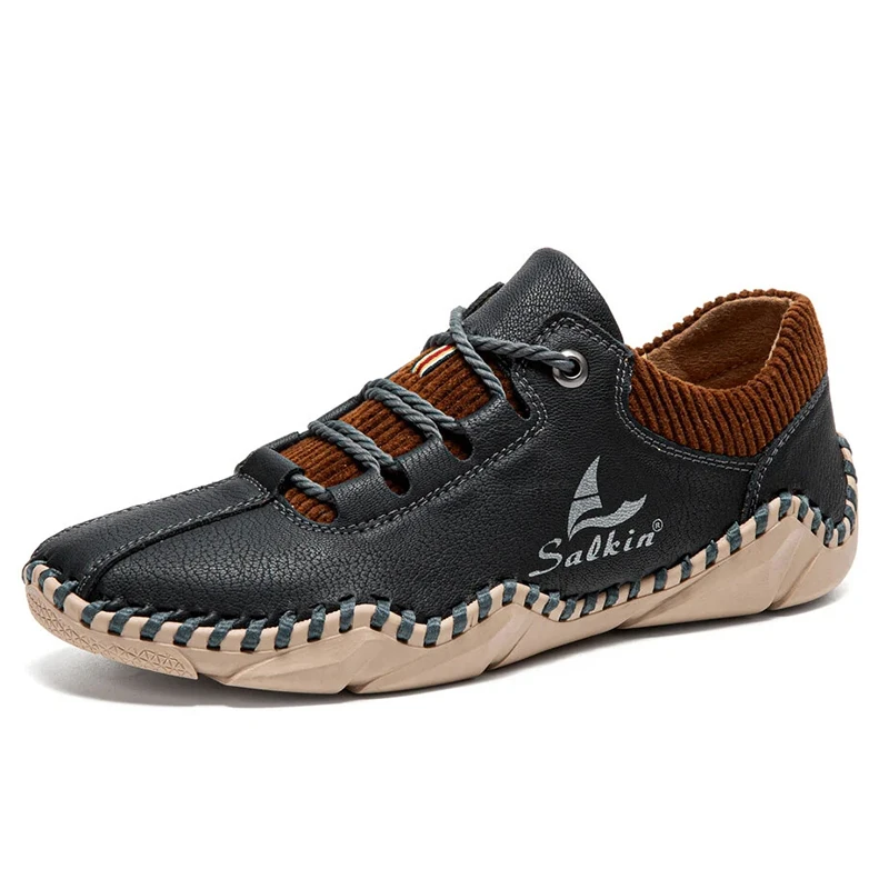 Sapatos de couro casuais artesanais para homens, tênis respirável, mocassins de condução, calçado de parede, venda quente