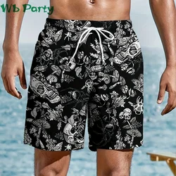 Gothic Skull Print Shorts Men Summer Men's Clothing Drawstring Shorts Casual Loose Gym Shorts Street Clothing Breathable Short