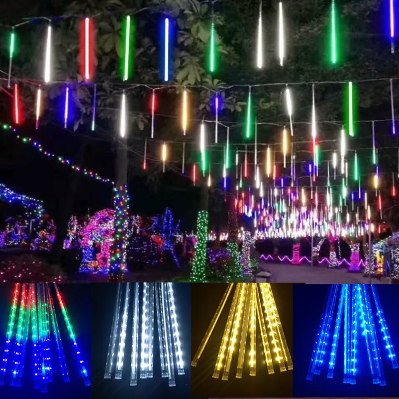 Ao ar livre levou luzes do chuveiro de meteoros queda gota de chuva de fadas luz da corda à prova d' água para a festa de natal jardim decorações do feriado