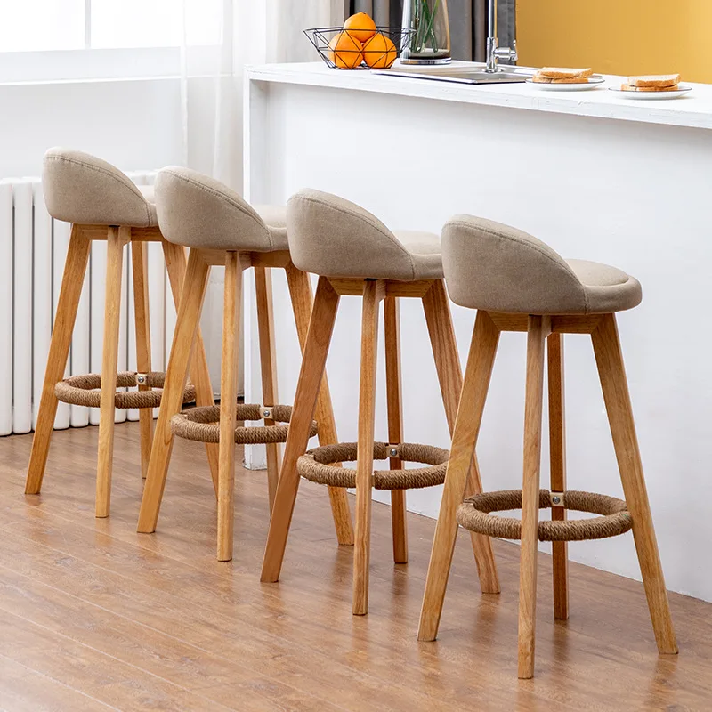 Minimalist Kitchen Nordic Solid Wood Bar Stool High Counter Stool Modern Chair Home Dining Room House Furniture Taburetes