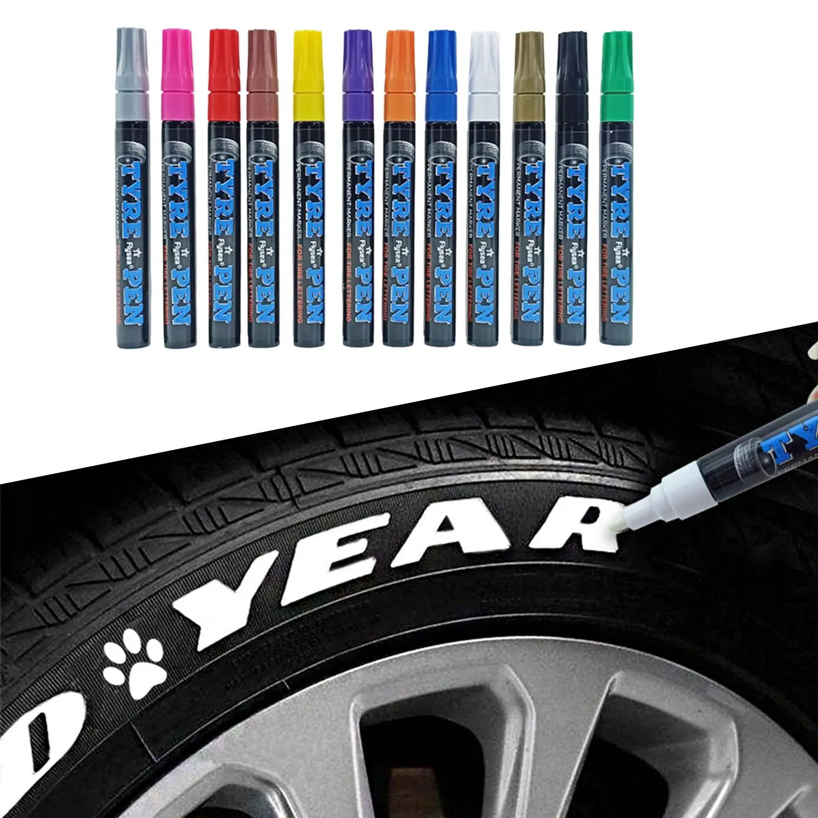 

12 Color Paint Marker Waterproof Motorcycle Tire Paint Pen Versatile DIY