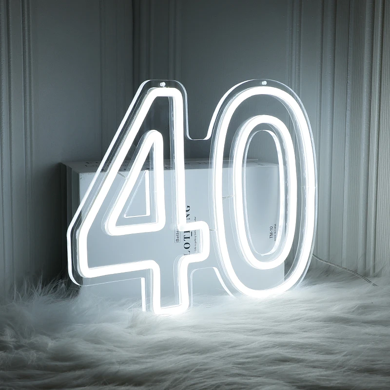 Custom Night Light 30 Number Letter 40 Led Lights Neon Signs For Home Decorative Lamp Room Wall Lighting Closet Bedroom Party