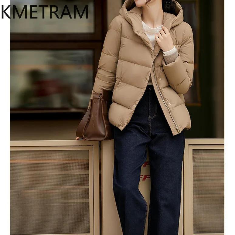 KMETRAM-Manteau en duvet d'oie blanc pour femme, veste matelassurera légère, vêtements de combat courts, haute qualité, hiver, 2024